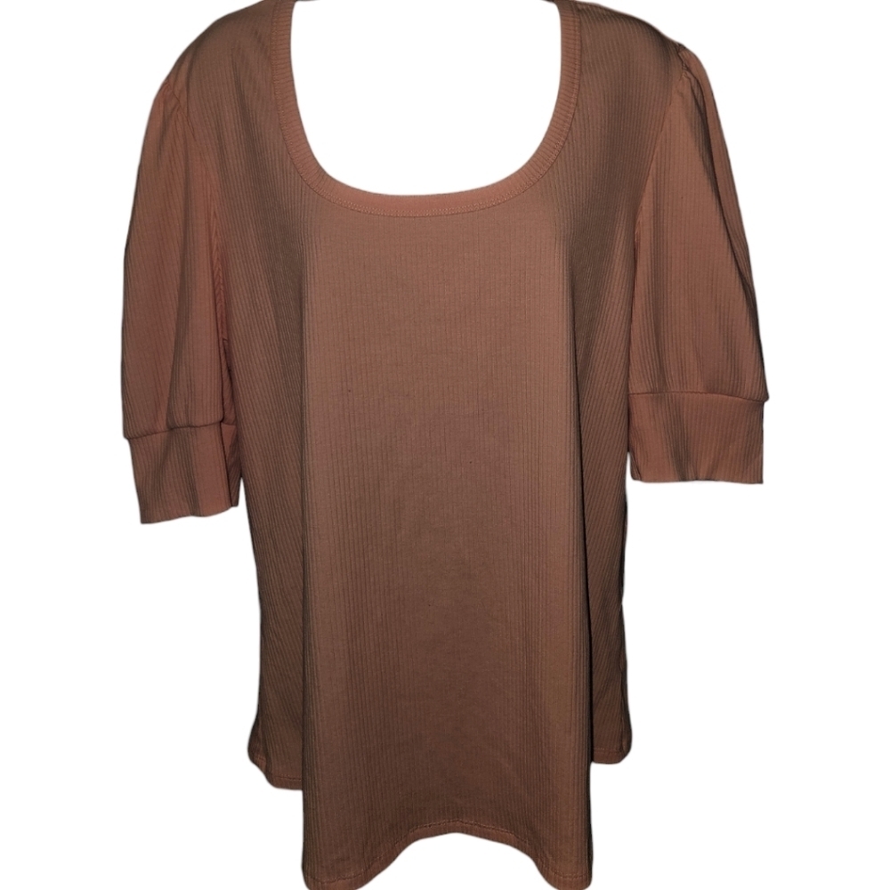 NWT Ophelia Roe Puffer Sleeve Ribbed Top